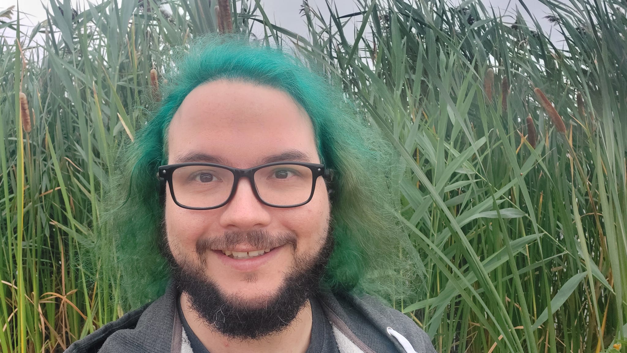 A man with green hair is visiting a freshwater marsh, photo 11